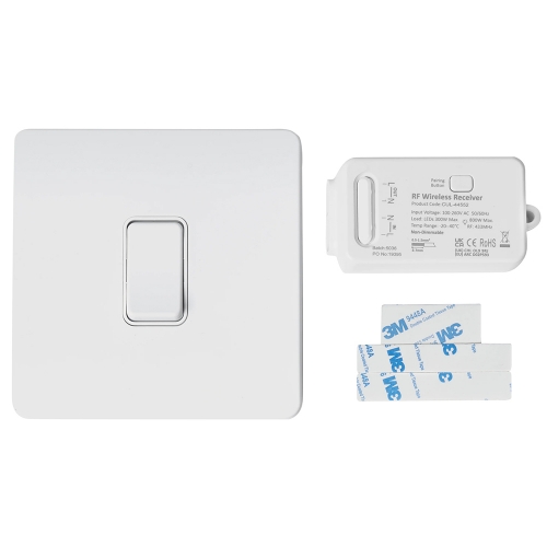 Forum Lighting CUL-44552 Kinetic Wireless Switch Starter Kit With 1 Channel Kinetic Receiver & White Slimline Kinetic Switch