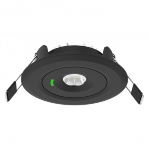 Ansell Lighting ABEA/1/B Beacon Black IP20 2.5W 250Lm Adjustable Non-Maintained LED Emergency Downlight With Daylight White 5000K LEDs &  LiFePO4 Battery Pack