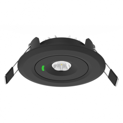 Ansell Lighting ABEA/1/B Beacon Black IP20 2.5W 250Lm Adjustable Non-Maintained LED Emergency Downlight With Daylight White 5000K LEDs &  LiFePO4 Battery Pack