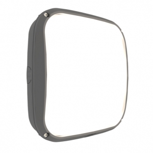Ansell Lighting ACUB/1/GR/PC Cubba Grey IP66 13W-23W 1750-3200Lm Wattage & 2CCT Selectable LED Wall Light With Photocell & Opal Diffuser