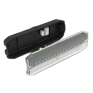 Ansell Lighting AGLED/3M/BK Guardian Black IP65 3W 130Lm Self-Test LED Emergency Bulkhead With Full Legend Set