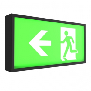 Ansell Lighting AWAT/2/B Watchman Black 2W  LED Emergency Exit Sign With Arrow Down Legend & Daylight White 6500K LEDs