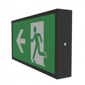 Ansell Lighting AWAT/2/B Watchman Black 2W  LED Emergency Exit Sign With Arrow Down Legend & Daylight White 6500K LEDs