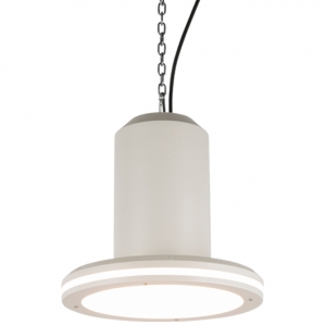 Ansell Lighting AHALO2/WH/1 Halo Highbay 2 White IP44 75W/150W 9200-18000Lm 578mm Round Wattage & 2CCT Selectable LED Decorative High Bay With Halo Ring