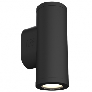 Ansell Lighting AREFS/BD/B/1 Reef S Black IP65 10W 700Lm 65mm Round Up-And-Down 2CCT Selectable LED Tubular Wall Light With 2 Interchangeable Gobo Inserts