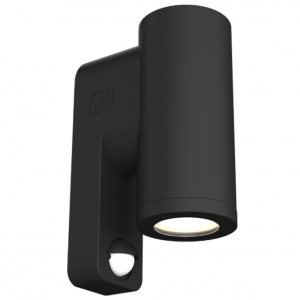 Ansell Lighting AREFS/D/PIR/B/1 Reef S Black IP65 5W 350Lm 65mm Round Up-Or-Down 2CCT Selectable LED Tubular Wall Light With PIR & 2 Interchangeable Gobo Inserts