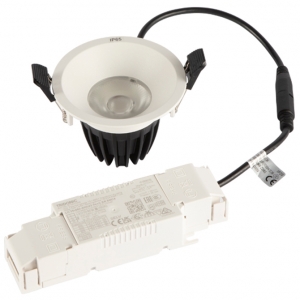 Ansell Lighting  AUND1/1/CW Unity 1 Sand White IP65 10W 1200Lm 90mm Round LED Commercial Downlight With Cool White 4000K LEDs