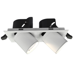 Ansell Lighting  AUNS2/1/CW Unity Rectangular Sand White IP20 20W 2400Lm Twin Adjustable LED Commercial Downlight With Retractable Heads & Cool White 4000K LEDs