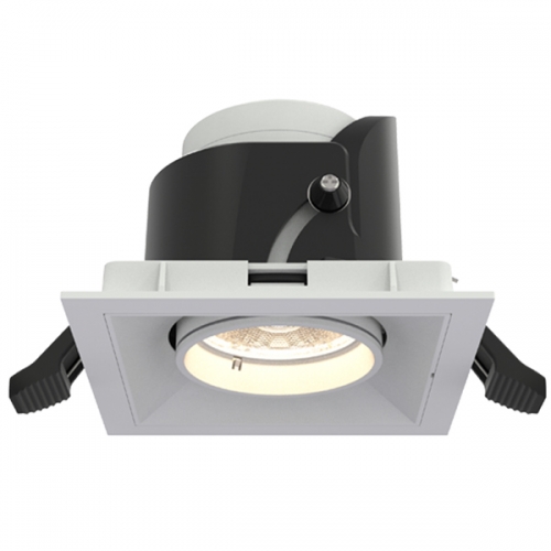 Ansell Lighting  AUNS1/1/CW Unity Square Sand White IP20 10W 1200Lm Adjustable LED Commercial Downlight With Retractable Head & Cool White 4000K LEDs