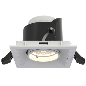 Ansell Lighting  AUNS1/1/WW Unity Square Sand White IP20 10W 1300Lm Adjustable LED Commercial Downlight With Retractable Head & Warm White 3000K LEDs