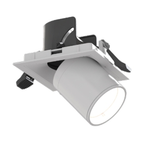 Ansell Lighting  AUNS1/1/WW Unity Square Sand White IP20 10W 1300Lm Adjustable LED Commercial Downlight With Retractable Head & Warm White 3000K LEDs