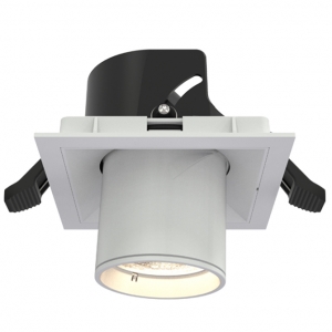 Ansell Lighting  AUNS1/1/WW Unity Square Sand White IP20 10W 1300Lm Adjustable LED Commercial Downlight With Retractable Head & Warm White 3000K LEDs