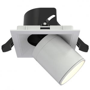Ansell Lighting  AUNS1/1/WW Unity Square Sand White IP20 10W 1300Lm Adjustable LED Commercial Downlight With Retractable Head & Warm White 3000K LEDs