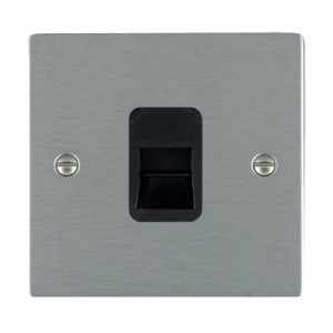 Hamilton Litestat 84TCMB Sheer Satin Steel Flatplate Screwed Single BT Master Telephone Socket With Black Insert