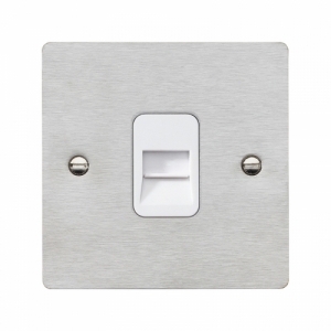 Hamilton Litestat 84TCSW Sheer Satin Steel Flatplate Screwed Single BT Secondary Telephone Socket With White Insert