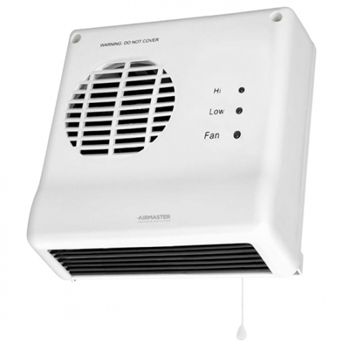 CED Electrical BFH2PC Airmaster White 2000W Electric Pullcord-Operated Downflow Fan Heater With 30-Minute Runback Timer