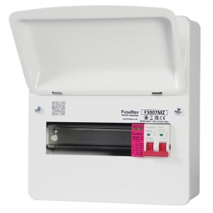 Fusebox F3007MZ F3 Series White 7 Way 100A Surge Protected Switch Isolator Consumer Unit