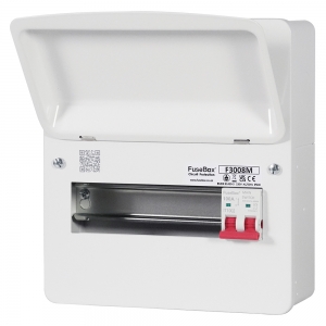 Fusebox F3008M F3 Series White 8 Way 100A Switch Isolator Consumer Unit