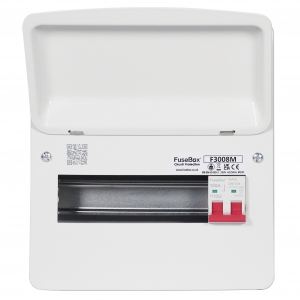 Fusebox F3008M F3 Series White 8 Way 100A Switch Isolator Consumer Unit