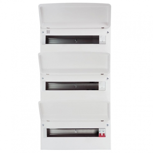 Fusebox F3048M F3 Series White 48 Way (16/16/16) 100A Triple Row Surge Protected Switch Isolator Consumer Unit