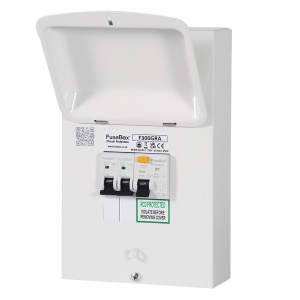 Fusebox F300GRA F3 Series White Pre-Populated Garage Consumer Unit With 63A 30mA Type A RCD & 6A + 16A Type B MCBs