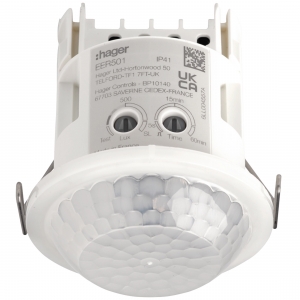 Hager EER501 Klik White  IP41 400W 100mm Round  360° Recessed Presence/Motion Detector - No Contact