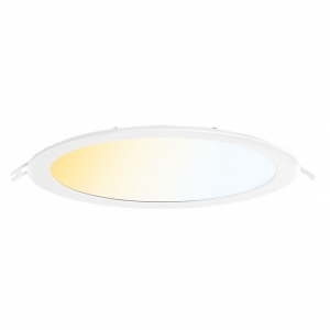 Aurora Lighting AU-PLPC24CS Poly-SlimCS White 24W 2500-2650Lm 3CCT Selectable 298mm Round Edge-Lit Low Profile Commercial Downlight With Opal Diffuser