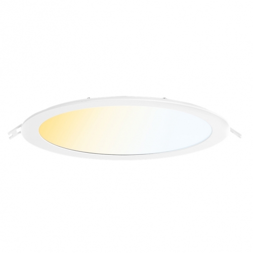 Aurora Lighting AU-PLPC24CS Poly-SlimCS White 24W 2500-2650Lm 3CCT Selectable 298mm Round Edge-Lit Low Profile Commercial Downlight With Opal Diffuser