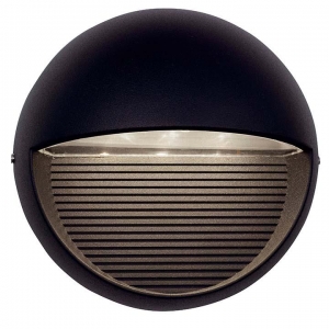 Ansell Lighting AKLED/B Kappa Black IP65 5W 120Lm 165mm Round LED Wall Light With Warm White 3000K LEDs & Downward Light Spill Design