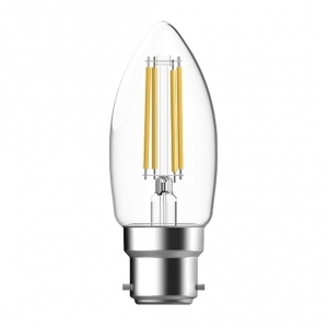 Megaman 710509A Economy Series 4.2W 470Lm Clear Glass LED Filament Candle Lamp BC Cap Dimmable Warm White 2700K
