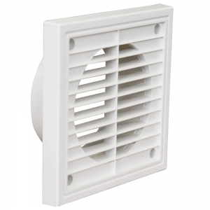 Manrose 1152W White Fixed Louvre 100mm/4" Wall Grille With 100mm Ø Spigot Height: 140mm | Width: 140mm