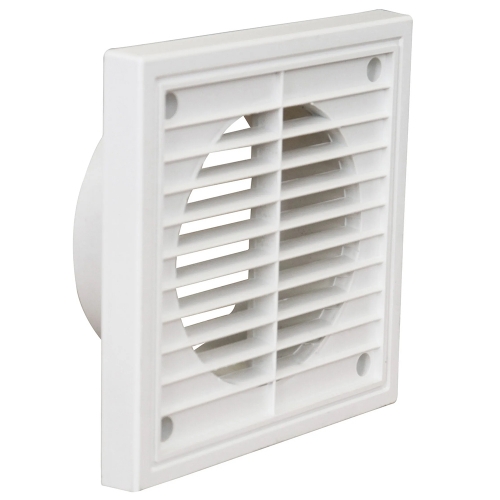 Manrose 1152W White Fixed Louvre 100mm/4" Wall Grille With 100mm Ø Spigot Height: 140mm | Width: 140mm