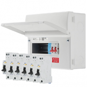 BG Electrical CF12MS9-PP 9 Way Pre-Populated Surge Protected Switch Isolator Consumer Unit With 2x6A + 1x16A + 3x32A RCBOs & 3 Blank Modules