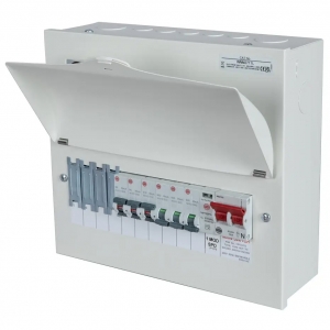 Wylex NM1006LS-PP NM Series 10 Way Pre-Populated Surge Protected Switch Isolator Consumer Unit With 2x6A + 1x16A + 3x32A RCBOs & 4 Blank Modules