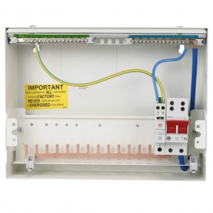 Wylex NM1306LS-PP NM Series 13 Way Pre-Populated Surge Protected Switch Isolator Consumer Unit With 3x6A + 1x16A + 4x32A RCBOs & 5 Blank Modules