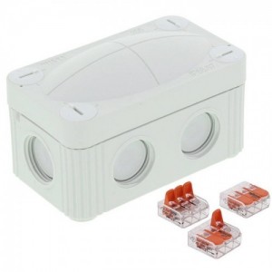Wiska 10109901-PACK (pack of 5) COMBI® 206/WW/3221 Grey Polypropylene Weatherproof Junction Box With 6 Self Sealing Cable Inlets & 3 x 221-413 Wago Lever Connectors IP66/IP67 400V L:85mm | W:49mm | D:51mm