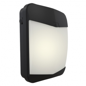 Ansell Lighting APANLED/SM3 Panther Black Self-Test Emergency IP65 25W 2300Lm 3CCT Selectable LED Wallpack Style Bulkhead With Opal Diffuser