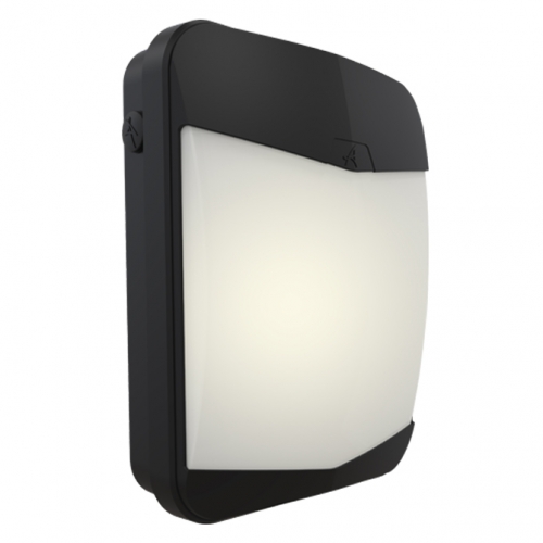 Ansell Lighting APANLED/SM3 Panther Black Self-Test Emergency IP65 25W 2300Lm 3CCT Selectable LED Wallpack Style Bulkhead With Opal Diffuser