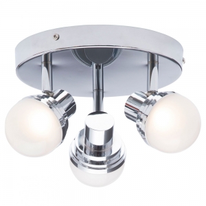 Spa SPA-31733-CHR Milan Chrome LED Adjustable Bathroom Spotlight With Warm White 3000K LEDs, 3 x Globe Opal Glass Shades & Mounting Plate