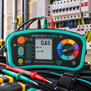 Kewtech KT65DL 8-in-1 Digital Multi-Function Tester With Insulation, Continuity, Loop Impedance Testing, PSC Testing, Phase Rotation Testing, Auto RCD Test & Test Probe