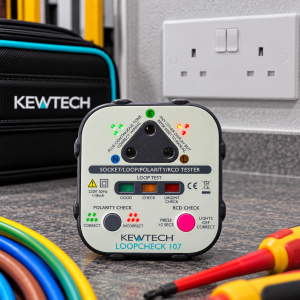 Kewtech LOOPCHECK107 Mains Socket Tester With Loop Check, Mains Polarity, RCD Testing & Bright LEDs