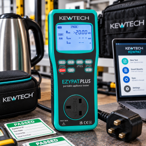 Kewtech EZYPATPLUS Handheld Battery Portable Appliance Tester With Run Leakage Test - Used With Downloadable KEWPAT Smartphone App