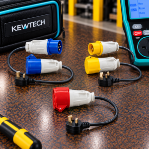 Kewtech ELKIT Portable Applicance Tester PAT Adaptor Kit With 110V / 230V / 415V Adaptors + Mains Leads