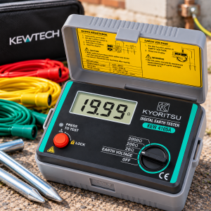 Kewtech KEW4105A Digital Earth Resistance Tester With ACC7127, ACC7095, ACC8032 & Carry Case