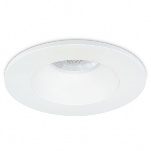 JCC Lighting JC1019/WH V50 Pro All White Aluminium Anti-Glare CCT LED Fire Rated Downlight With 2 Colour Selectable LEDs & 20mm Recessed Lens IP65 7.5W 600/650Lm 240V DiaØ: 85mm | Cut-Out: 70-76mm | Recess Depth: 59.1mm