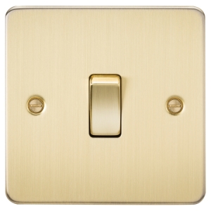 Knightsbridge Brushed Brass Screwed Flatplate Plateswitches
