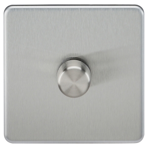 Knightsbridge Brushed Chrome Screwless Flatplate Dimmer Switches