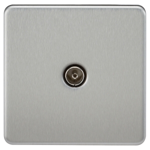 Knightsbridge Brushed Chrome Screwless Flatplate Telephone & TV Outlets