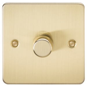 Knightsbridge Brushed Brass Screwed Flatplate Dimmer Switches