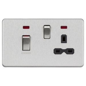 Knightsbridge Brushed Chrome Screwless Flatplate Cooker Control Switches